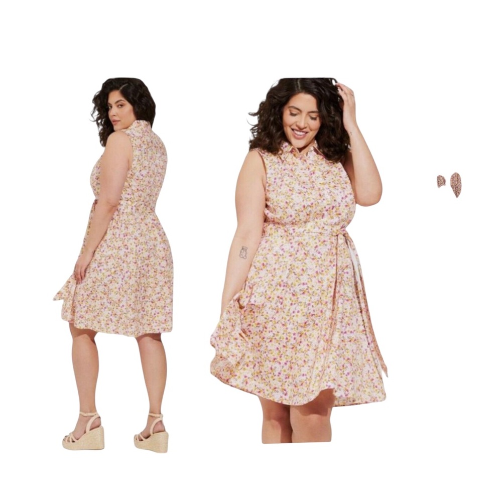 Torrid Floral Dress Sz 2 Cotton Blend US 18-20 Pockets Missing Belt Cottagecore